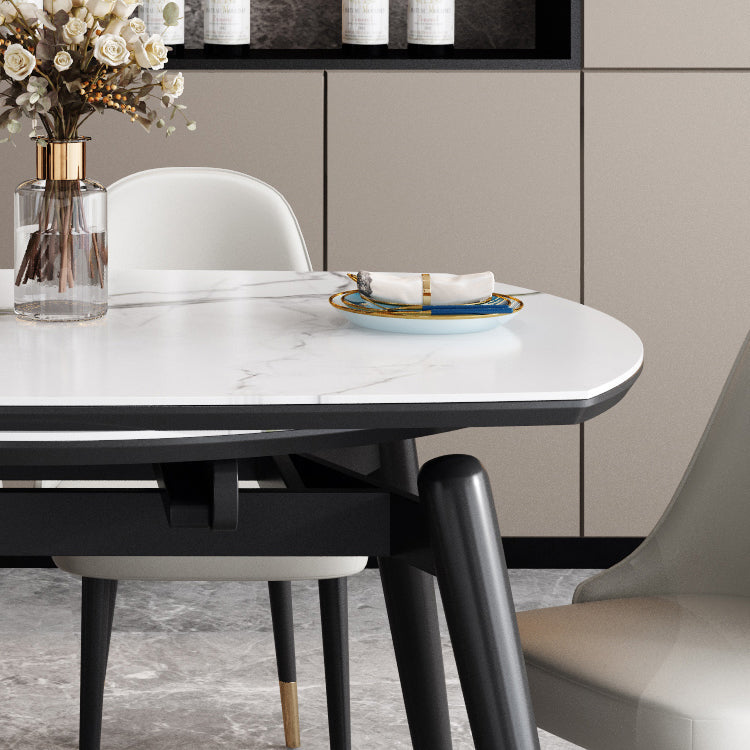 Sintered Stone Top Extendable Round Table for Restaurant Modern Dining Table with 4 Legs Clearhalo ' dining_table' 'Dining Tables & Seating' 'Dining Tables' 'furn' 'furn_dining_table' 'Furniture' 'furniture_dining_table' 'Kitchen & Dining Furniture' 'kitchen&dining_furn' 'kitchen' 'kitchen_dining_table' 3979950
