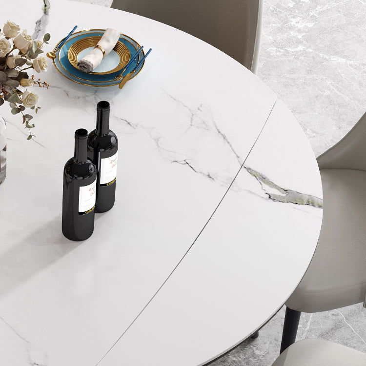 Sintered Stone Top Extendable Round Table for Restaurant Modern Dining Table with 4 Legs Clearhalo ' dining_table' 'Dining Tables & Seating' 'Dining Tables' 'furn' 'furn_dining_table' 'Furniture' 'furniture_dining_table' 'Kitchen & Dining Furniture' 'kitchen&dining_furn' 'kitchen' 'kitchen_dining_table' 3979951