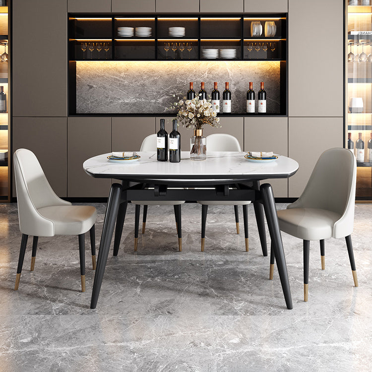 Sintered Stone Top Extendable Round Table for Restaurant Modern Dining Table with 4 Legs Clearhalo ' dining_table' 'Dining Tables & Seating' 'Dining Tables' 'furn' 'furn_dining_table' 'Furniture' 'furniture_dining_table' 'Kitchen & Dining Furniture' 'kitchen&dining_furn' 'kitchen' 'kitchen_dining_table' 3979952