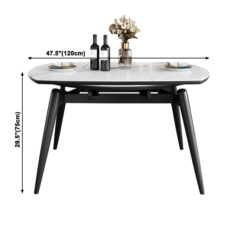 Sintered Stone Top Extendable Round Table for Restaurant Modern Dining Table with 4 Legs Clearhalo ' dining_table' 'Dining Tables & Seating' 'Dining Tables' 'furn' 'furn_dining_table' 'Furniture' 'furniture_dining_table' 'Kitchen & Dining Furniture' 'kitchen&dining_furn' 'kitchen' 'kitchen_dining_table' 3979953