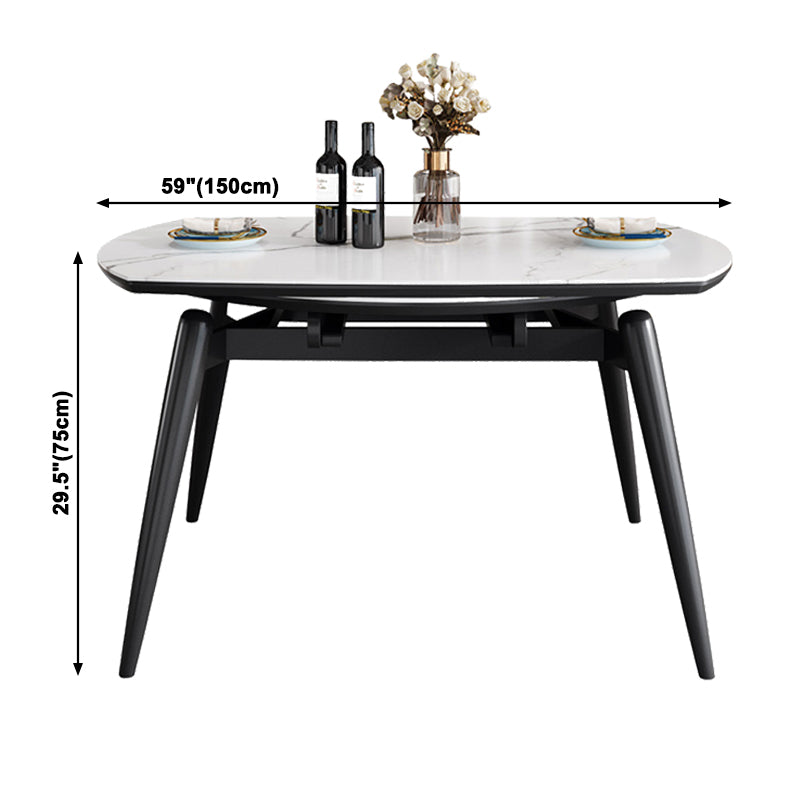 Sintered Stone Top Extendable Round Table for Restaurant Modern Dining Table with 4 Legs Clearhalo ' dining_table' 'Dining Tables & Seating' 'Dining Tables' 'furn' 'furn_dining_table' 'Furniture' 'furniture_dining_table' 'Kitchen & Dining Furniture' 'kitchen&dining_furn' 'kitchen' 'kitchen_dining_table' 3979955