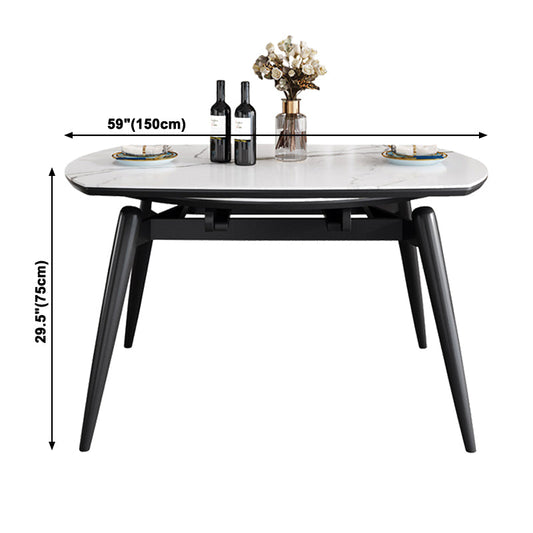 Sintered Stone Top Extendable Round Table for Restaurant Modern Dining Table with 4 Legs