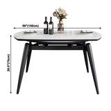Sintered Stone Top Extendable Round Table for Restaurant Modern Dining Table with 4 Legs Clearhalo ' dining_table' 'Dining Tables & Seating' 'Dining Tables' 'furn' 'furn_dining_table' 'Furniture' 'furniture_dining_table' 'Kitchen & Dining Furniture' 'kitchen&dining_furn' 'kitchen' 'kitchen_dining_table' 3979955