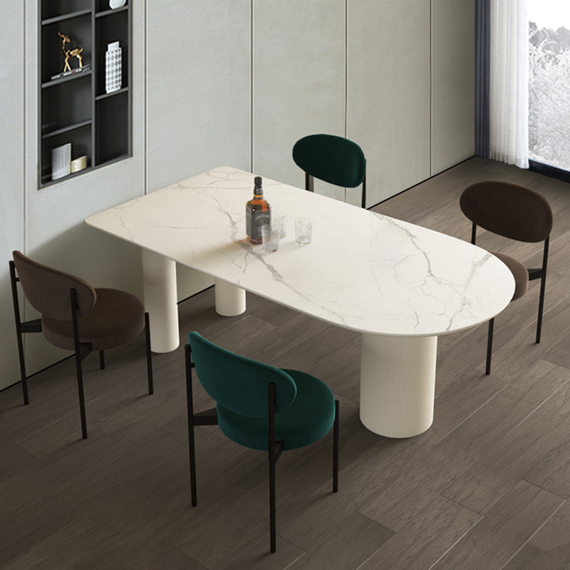 Simplicity Style Sintered Stone Dining Table 3 Legs Base 55" Wide Freeform Table for Home Clearhalo ' dining_table' 'Dining Tables & Seating' 'Dining Tables' 'furn' 'furn_dining_table' 'Furniture' 'furniture_dining_table' 'Kitchen & Dining Furniture' 'kitchen&dining_furn' 'kitchen' 'kitchen_dining_table' 3979956