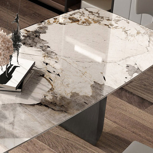Metal Traditional Luxury Rectangular Table Sintered Stone Indoor Table for Kitchen and Dining Room