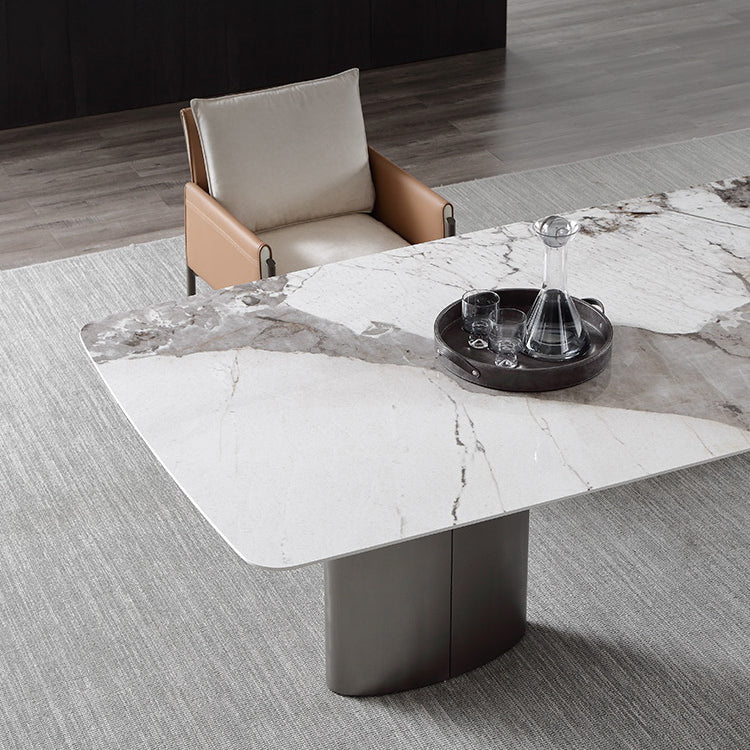 Metal Traditional Luxury Rectangle Indoor Table Sintered Stone Table for Dining Room and Kitchen Clearhalo ' dining_table' 'Dining Tables & Seating' 'Dining Tables' 'furn' 'furn_dining_table' 'Furniture' 'furniture_dining_table' 'Kitchen & Dining Furniture' 'kitchen&dining_furn' 'kitchen' 'kitchen_dining_table' 3979978