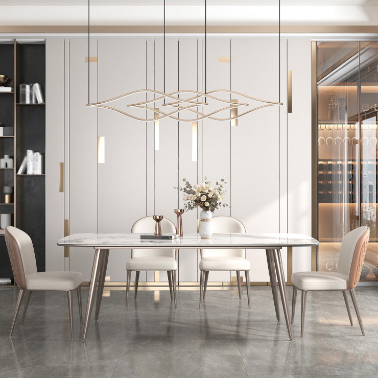 Luxury Style Home Sintered Stone Dining Table 4 Legs Base Rectangle Table Clearhalo ' dining_table' 'Dining Tables & Seating' 'Dining Tables' 'furn' 'furn_dining_table' 'Furniture' 'furniture_dining_table' 'Kitchen & Dining Furniture' 'kitchen&dining_furn' 'kitchen' 'kitchen_dining_table' 3980022