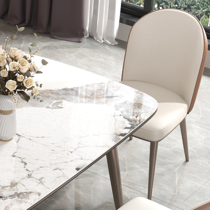 Luxury Style Home Sintered Stone Dining Table 4 Legs Base Rectangle Table Clearhalo ' dining_table' 'Dining Tables & Seating' 'Dining Tables' 'furn' 'furn_dining_table' 'Furniture' 'furniture_dining_table' 'Kitchen & Dining Furniture' 'kitchen&dining_furn' 'kitchen' 'kitchen_dining_table' 3980025