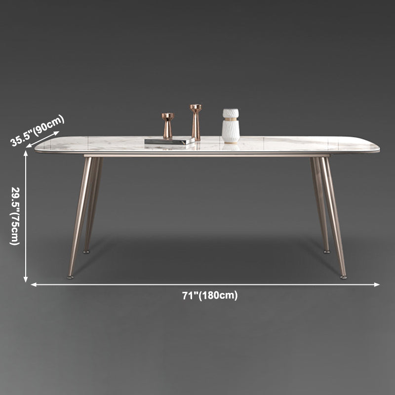 Luxury Style Home Sintered Stone Dining Table 4 Legs Base Rectangle Table Clearhalo ' dining_table' 'Dining Tables & Seating' 'Dining Tables' 'furn' 'furn_dining_table' 'Furniture' 'furniture_dining_table' 'Kitchen & Dining Furniture' 'kitchen&dining_furn' 'kitchen' 'kitchen_dining_table' 3980033