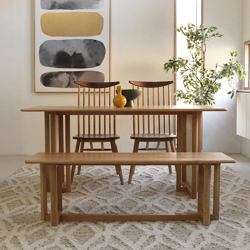 Glam Rectangle Shape Solid Wood Dining Table Khaki Standard Dining Table for Kitchen Clearhalo ' dining_table' 'Dining Tables & Seating' 'Dining Tables' 'furn' 'furn_dining_table' 'Furniture' 'furniture_dining_table' 'Kitchen & Dining Furniture' 'kitchen&dining_furn' 'kitchen' 'kitchen_dining_table' 3980036