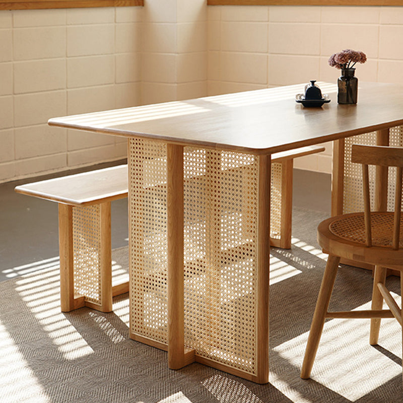 Glam Rectangle Shape Solid Wood Dining Table Khaki Standard Dining Table for Kitchen Clearhalo ' dining_table' 'Dining Tables & Seating' 'Dining Tables' 'furn' 'furn_dining_table' 'Furniture' 'furniture_dining_table' 'Kitchen & Dining Furniture' 'kitchen&dining_furn' 'kitchen' 'kitchen_dining_table' 3980037