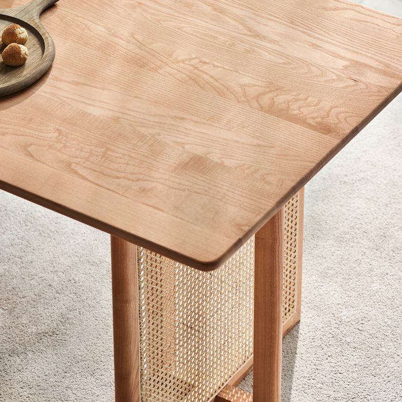 Glam Rectangle Shape Solid Wood Dining Table Khaki Standard Dining Table for Kitchen Clearhalo ' dining_table' 'Dining Tables & Seating' 'Dining Tables' 'furn' 'furn_dining_table' 'Furniture' 'furniture_dining_table' 'Kitchen & Dining Furniture' 'kitchen&dining_furn' 'kitchen' 'kitchen_dining_table' 3980040
