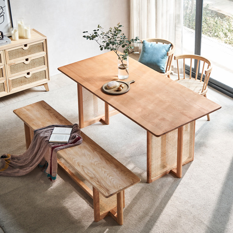 Glam Rectangle Shape Solid Wood Dining Table Khaki Standard Dining Table for Kitchen Clearhalo ' dining_table' 'Dining Tables & Seating' 'Dining Tables' 'furn' 'furn_dining_table' 'Furniture' 'furniture_dining_table' 'Kitchen & Dining Furniture' 'kitchen&dining_furn' 'kitchen' 'kitchen_dining_table' 3980047
