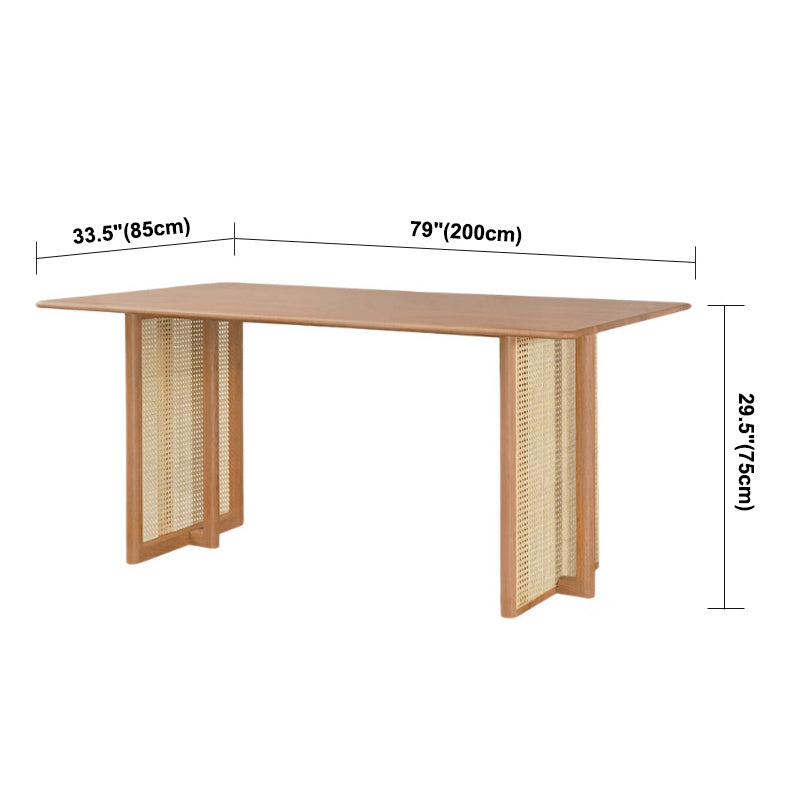 Glam Rectangle Shape Solid Wood Dining Table Khaki Standard Dining Table for Kitchen Clearhalo ' dining_table' 'Dining Tables & Seating' 'Dining Tables' 'furn' 'furn_dining_table' 'Furniture' 'furniture_dining_table' 'Kitchen & Dining Furniture' 'kitchen&dining_furn' 'kitchen' 'kitchen_dining_table' 3980054