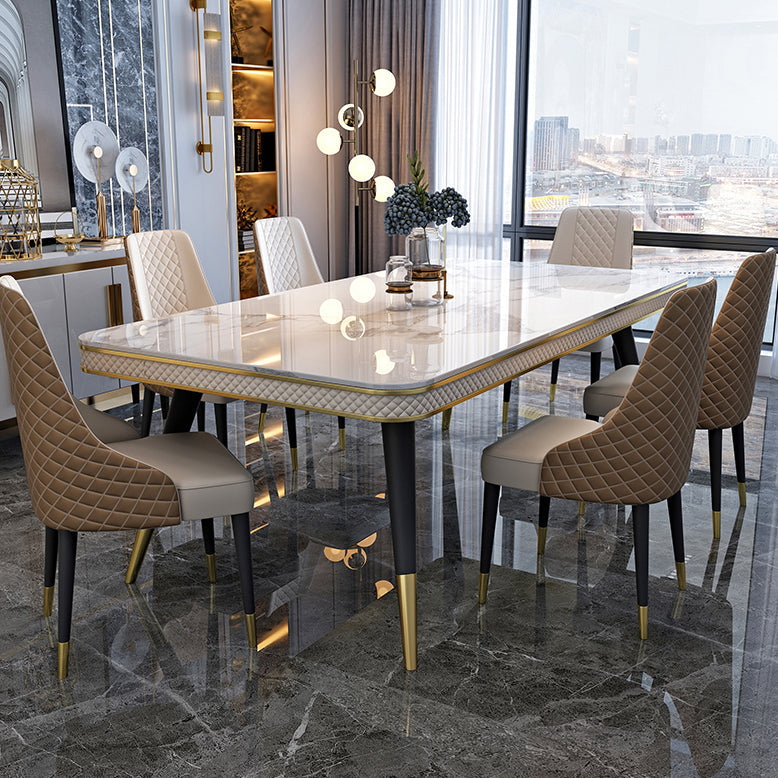 Sintered Stone Dining Table Luxury Style 4 Legs Base Table for Dining Room Clearhalo ' dining_table' 'Dining Tables & Seating' 'Dining Tables' 'furn' 'furn_dining_table' 'Furniture' 'furniture_dining_table' 'Kitchen & Dining Furniture' 'kitchen&dining_furn' 'kitchen' 'kitchen_dining_table' 3980055