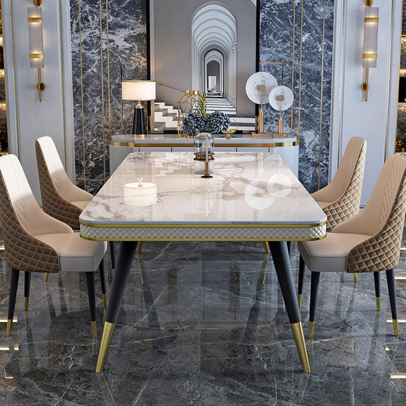 Sintered Stone Dining Table Luxury Style 4 Legs Base Table for Dining Room Clearhalo ' dining_table' 'Dining Tables & Seating' 'Dining Tables' 'furn' 'furn_dining_table' 'Furniture' 'furniture_dining_table' 'Kitchen & Dining Furniture' 'kitchen&dining_furn' 'kitchen' 'kitchen_dining_table' 3980058