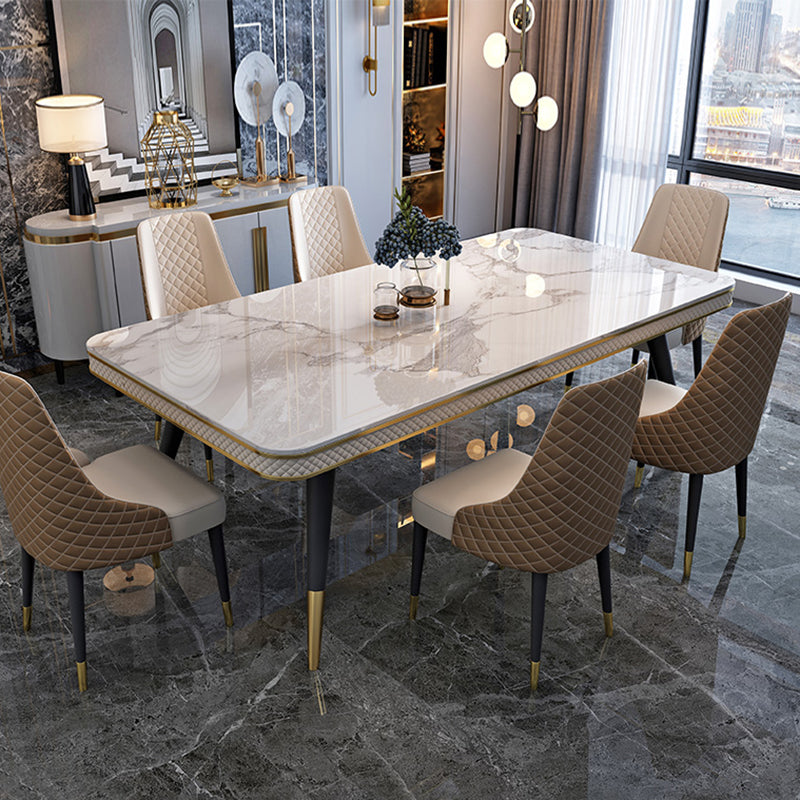 Sintered Stone Dining Table Luxury Style 4 Legs Base Table for Dining Room Clearhalo ' dining_table' 'Dining Tables & Seating' 'Dining Tables' 'furn' 'furn_dining_table' 'Furniture' 'furniture_dining_table' 'Kitchen & Dining Furniture' 'kitchen&dining_furn' 'kitchen' 'kitchen_dining_table' 3980059
