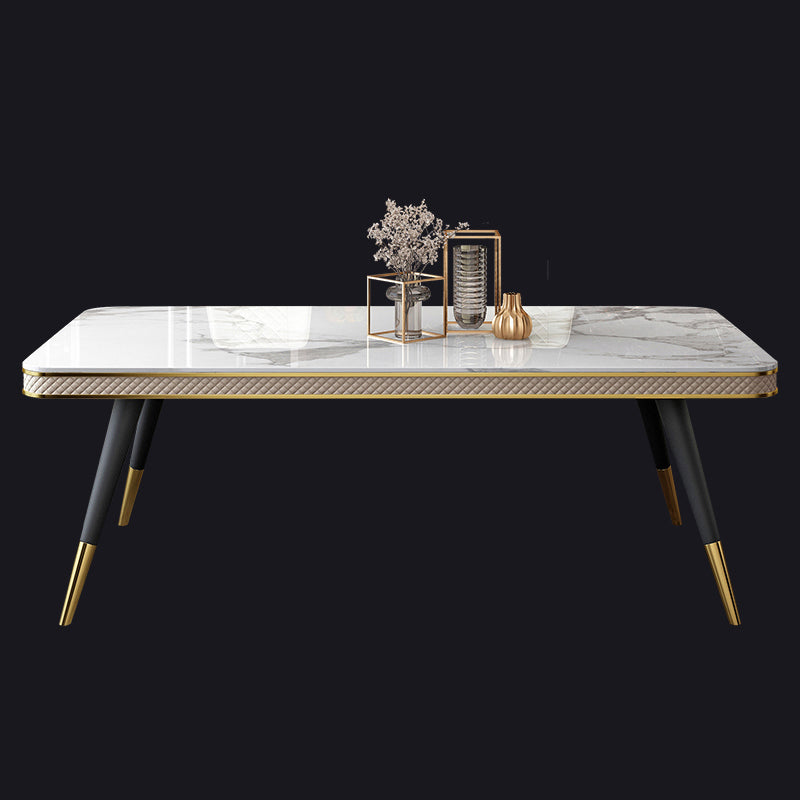Sintered Stone Dining Table Luxury Style 4 Legs Base Table for Dining Room White Without Chairs Clearhalo ' dining_table' 'Dining Tables & Seating' 'Dining Tables' 'furn' 'furn_dining_table' 'Furniture' 'furniture_dining_table' 'Kitchen & Dining Furniture' 'kitchen&dining_furn' 'kitchen' 'kitchen_dining_table' 3980060