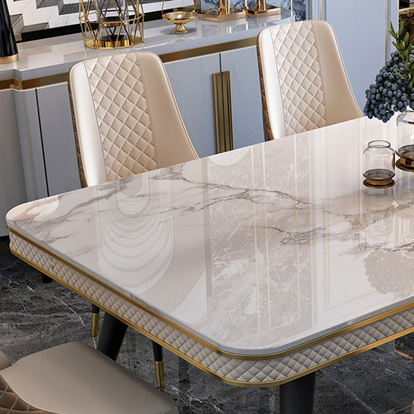 Sintered Stone Dining Table Luxury Style 4 Legs Base Table for Dining Room Clearhalo ' dining_table' 'Dining Tables & Seating' 'Dining Tables' 'furn' 'furn_dining_table' 'Furniture' 'furniture_dining_table' 'Kitchen & Dining Furniture' 'kitchen&dining_furn' 'kitchen' 'kitchen_dining_table' 3980061