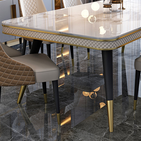 Sintered Stone Dining Table Luxury Style 4 Legs Base Table for Dining Room Clearhalo ' dining_table' 'Dining Tables & Seating' 'Dining Tables' 'furn' 'furn_dining_table' 'Furniture' 'furniture_dining_table' 'Kitchen & Dining Furniture' 'kitchen&dining_furn' 'kitchen' 'kitchen_dining_table' 3980062
