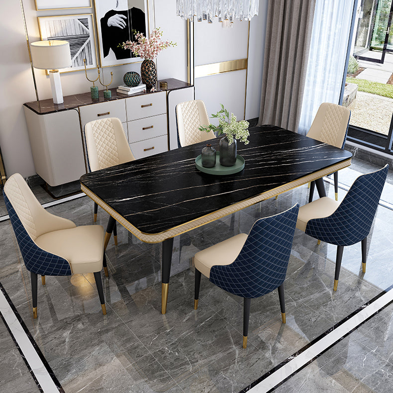 Sintered Stone Dining Table Luxury Style 4 Legs Base Table for Dining Room Clearhalo ' dining_table' 'Dining Tables & Seating' 'Dining Tables' 'furn' 'furn_dining_table' 'Furniture' 'furniture_dining_table' 'Kitchen & Dining Furniture' 'kitchen&dining_furn' 'kitchen' 'kitchen_dining_table' 3980066