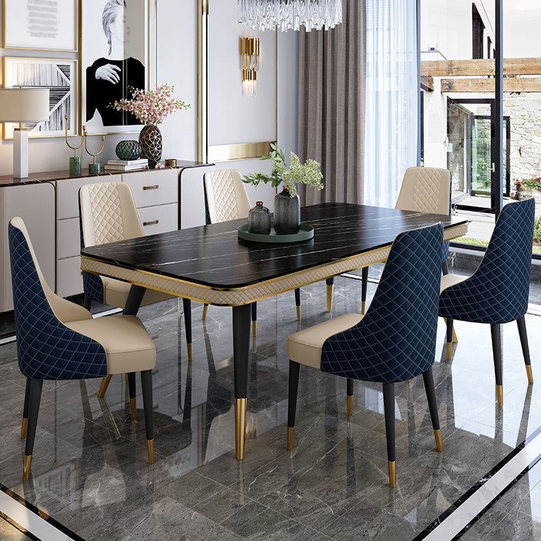 Sintered Stone Dining Table Luxury Style 4 Legs Base Table for Dining Room Clearhalo ' dining_table' 'Dining Tables & Seating' 'Dining Tables' 'furn' 'furn_dining_table' 'Furniture' 'furniture_dining_table' 'Kitchen & Dining Furniture' 'kitchen&dining_furn' 'kitchen' 'kitchen_dining_table' 3980067