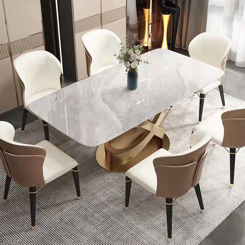 Traditional Luxury Stainless Steel Table Rectangle Dining Table for Home Clearhalo ' dining_table' 'Dining Tables & Seating' 'Dining Tables' 'furn' 'furn_dining_table' 'Furniture' 'furniture_dining_table' 'Kitchen & Dining Furniture' 'kitchen&dining_furn' 'kitchen' 'kitchen_dining_table' 3980072