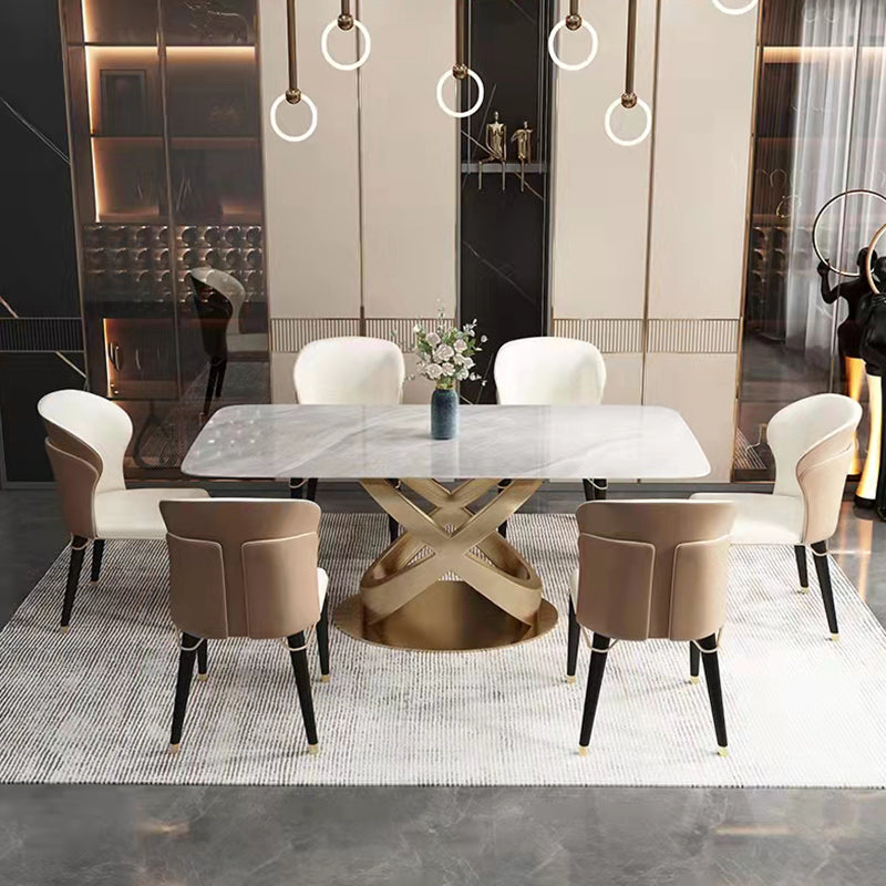 Traditional Luxury Stainless Steel Table Rectangle Dining Table for Home Clearhalo ' dining_table' 'Dining Tables & Seating' 'Dining Tables' 'furn' 'furn_dining_table' 'Furniture' 'furniture_dining_table' 'Kitchen & Dining Furniture' 'kitchen&dining_furn' 'kitchen' 'kitchen_dining_table' 3980073