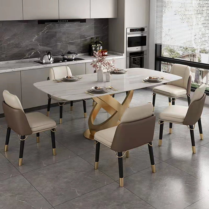 Traditional Luxury Stainless Steel Table Rectangle Dining Table for Home Clearhalo ' dining_table' 'Dining Tables & Seating' 'Dining Tables' 'furn' 'furn_dining_table' 'Furniture' 'furniture_dining_table' 'Kitchen & Dining Furniture' 'kitchen&dining_furn' 'kitchen' 'kitchen_dining_table' 3980074
