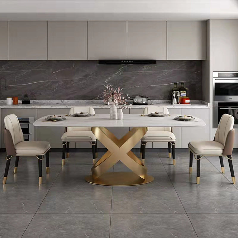 Traditional Luxury Stainless Steel Table Rectangle Dining Table for Home Clearhalo ' dining_table' 'Dining Tables & Seating' 'Dining Tables' 'furn' 'furn_dining_table' 'Furniture' 'furniture_dining_table' 'Kitchen & Dining Furniture' 'kitchen&dining_furn' 'kitchen' 'kitchen_dining_table' 3980075