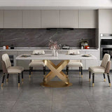 Traditional Luxury Stainless Steel Table Rectangle Dining Table for Home Clearhalo ' dining_table' 'Dining Tables & Seating' 'Dining Tables' 'furn' 'furn_dining_table' 'Furniture' 'furniture_dining_table' 'Kitchen & Dining Furniture' 'kitchen&dining_furn' 'kitchen' 'kitchen_dining_table' 3980075
