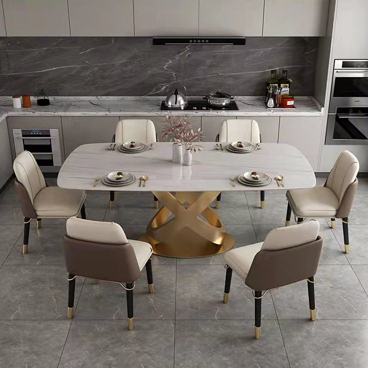 Traditional Luxury Stainless Steel Table Rectangle Dining Table for Home Clearhalo ' dining_table' 'Dining Tables & Seating' 'Dining Tables' 'furn' 'furn_dining_table' 'Furniture' 'furniture_dining_table' 'Kitchen & Dining Furniture' 'kitchen&dining_furn' 'kitchen' 'kitchen_dining_table' 3980083