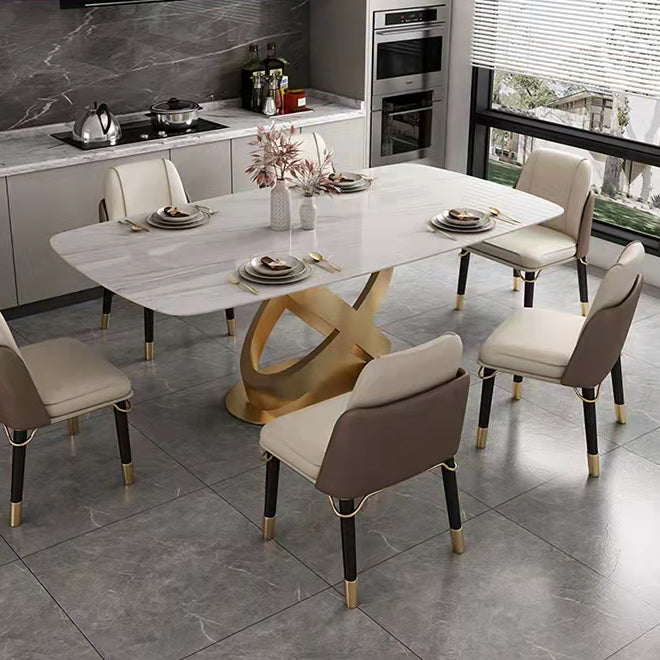 Traditional Luxury Stainless Steel Table Rectangle Dining Table for Home Clearhalo ' dining_table' 'Dining Tables & Seating' 'Dining Tables' 'furn' 'furn_dining_table' 'Furniture' 'furniture_dining_table' 'Kitchen & Dining Furniture' 'kitchen&dining_furn' 'kitchen' 'kitchen_dining_table' 3980084