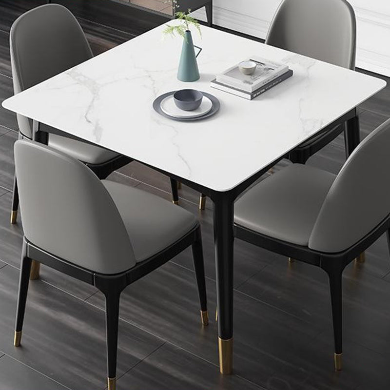 Industrial Sintered Stone Kitchen Dining Table Square Shape Standard Dining Table with 4 Legs Base Clearhalo ' dining_table' 'Dining Tables & Seating' 'Dining Tables' 'furn' 'furn_dining_table' 'Furniture' 'furniture_dining_table' 'Kitchen & Dining Furniture' 'kitchen&dining_furn' 'kitchen' 'kitchen_dining_table' 3980089