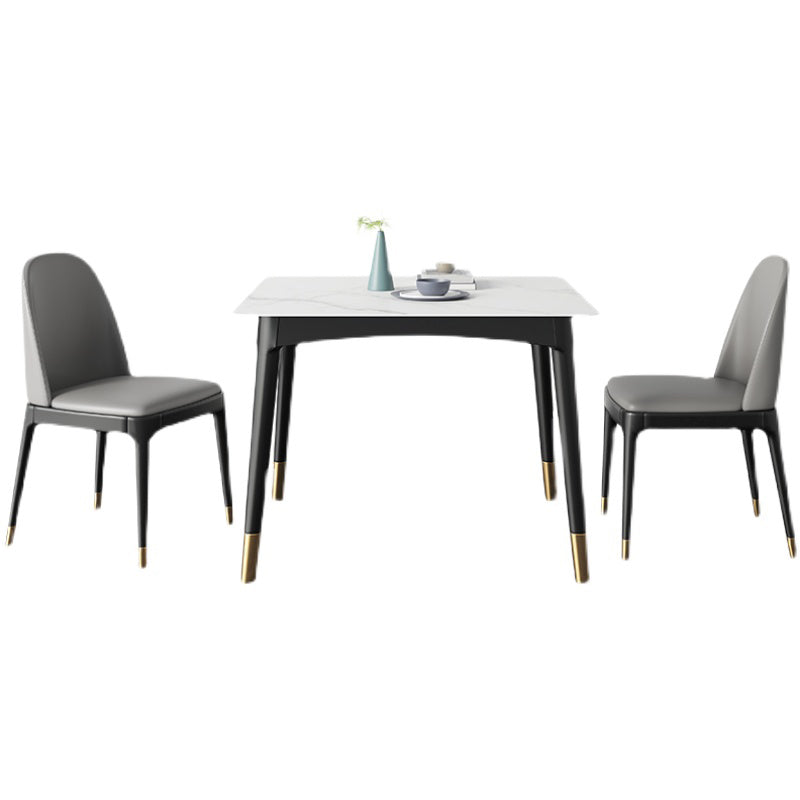 Industrial Sintered Stone Kitchen Dining Table Square Shape Standard Dining Table with 4 Legs Base Clearhalo ' dining_table' 'Dining Tables & Seating' 'Dining Tables' 'furn' 'furn_dining_table' 'Furniture' 'furniture_dining_table' 'Kitchen & Dining Furniture' 'kitchen&dining_furn' 'kitchen' 'kitchen_dining_table' 3980091