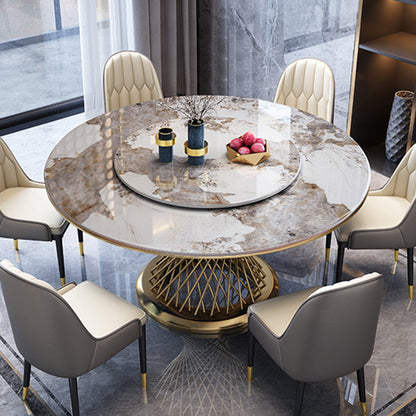 Metal Traditional Luxury Round Dining Table Sintered Stone Table for Kitchen and Dining Room Gray Without Chairs Clearhalo ' dining_table' 'Dining Tables & Seating' 'Dining Tables' 'furn' 'furn_dining_table' 'Furniture' 'furniture_dining_table' 'Kitchen & Dining Furniture' 'kitchen&dining_furn' 'kitchen' 'kitchen_dining_table' 3980104