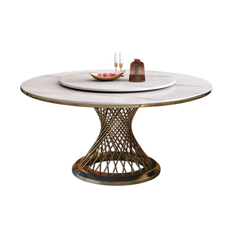 Metal Traditional Luxury Round Dining Table Sintered Stone Table for Kitchen and Dining Room White Without Chairs Clearhalo ' dining_table' 'Dining Tables & Seating' 'Dining Tables' 'furn' 'furn_dining_table' 'Furniture' 'furniture_dining_table' 'Kitchen & Dining Furniture' 'kitchen&dining_furn' 'kitchen' 'kitchen_dining_table' 3980109