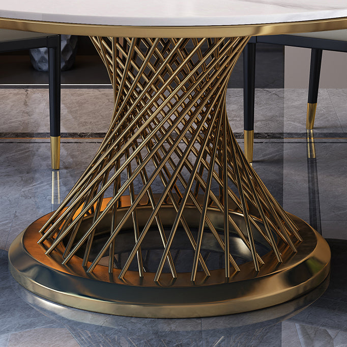 Metal Traditional Luxury Round Dining Table Sintered Stone Table for Kitchen and Dining Room Clearhalo ' dining_table' 'Dining Tables & Seating' 'Dining Tables' 'furn' 'furn_dining_table' 'Furniture' 'furniture_dining_table' 'Kitchen & Dining Furniture' 'kitchen&dining_furn' 'kitchen' 'kitchen_dining_table' 3980112