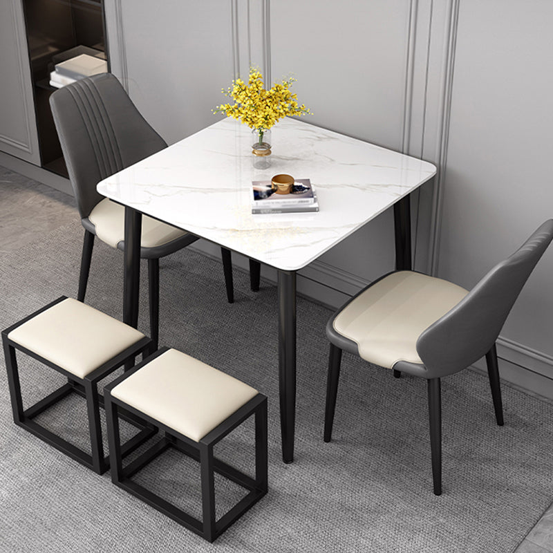 Industrial Square Shape Standard Dining Table Sintered Stone Top Dining Table for Kitchen White Without Chairs Clearhalo ' dining_table' 'Dining Tables & Seating' 'Dining Tables' 'furn' 'furn_dining_table' 'Furniture' 'furniture_dining_table' 'Kitchen & Dining Furniture' 'kitchen&dining_furn' 'kitchen' 'kitchen_dining_table' 3980117