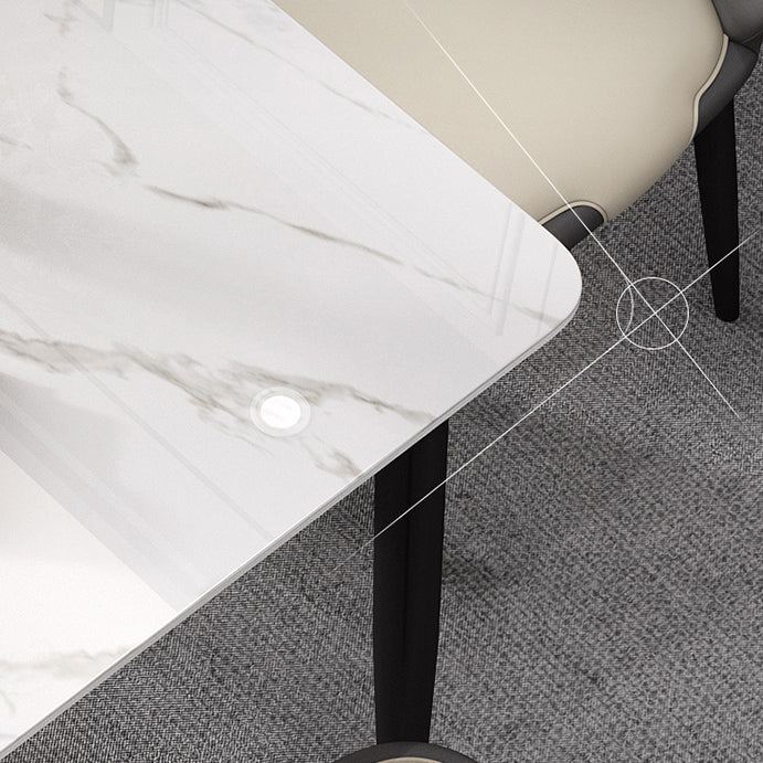 Industrial Square Shape Standard Dining Table Sintered Stone Top Dining Table for Kitchen Clearhalo ' dining_table' 'Dining Tables & Seating' 'Dining Tables' 'furn' 'furn_dining_table' 'Furniture' 'furniture_dining_table' 'Kitchen & Dining Furniture' 'kitchen&dining_furn' 'kitchen' 'kitchen_dining_table' 3980122