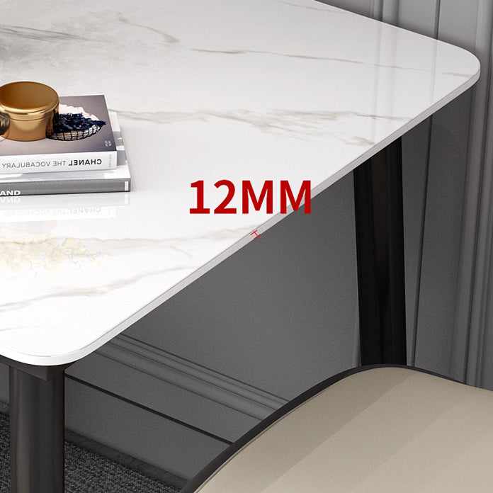 Industrial Square Shape Standard Dining Table Sintered Stone Top Dining Table for Kitchen Clearhalo ' dining_table' 'Dining Tables & Seating' 'Dining Tables' 'furn' 'furn_dining_table' 'Furniture' 'furniture_dining_table' 'Kitchen & Dining Furniture' 'kitchen&dining_furn' 'kitchen' 'kitchen_dining_table' 3980123