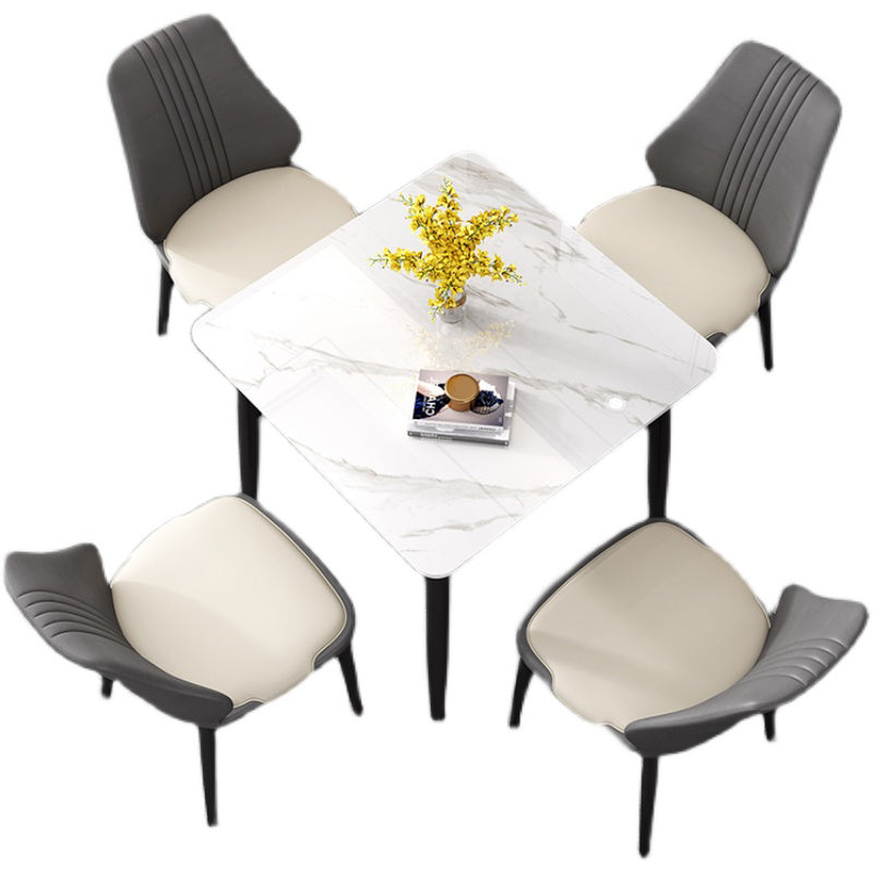 Industrial Square Shape Standard Dining Table Sintered Stone Top Dining Table for Kitchen Clearhalo ' dining_table' 'Dining Tables & Seating' 'Dining Tables' 'furn' 'furn_dining_table' 'Furniture' 'furniture_dining_table' 'Kitchen & Dining Furniture' 'kitchen&dining_furn' 'kitchen' 'kitchen_dining_table' 3980126