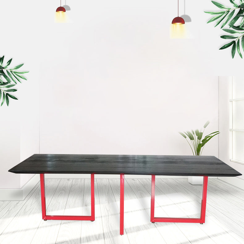 Metal Industrial Rectangle Dining Table Pine Solid Wood Table for Dining Room Clearhalo ' dining_table' 'Dining Tables & Seating' 'Dining Tables' 'furn' 'furn_dining_table' 'Furniture' 'furniture_dining_table' 'Kitchen & Dining Furniture' 'kitchen&dining_furn' 'kitchen' 'kitchen_dining_table' 3980168