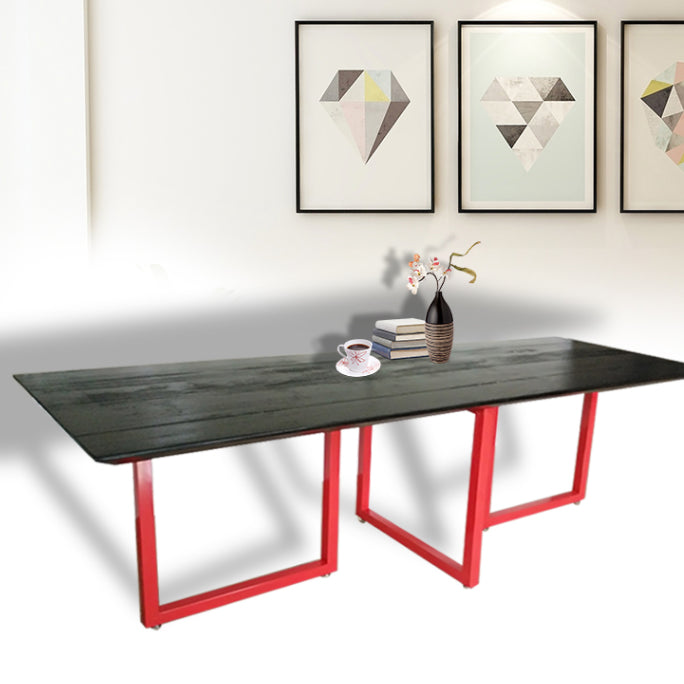 Metal Industrial Rectangle Dining Table Pine Solid Wood Table for Dining Room Clearhalo ' dining_table' 'Dining Tables & Seating' 'Dining Tables' 'furn' 'furn_dining_table' 'Furniture' 'furniture_dining_table' 'Kitchen & Dining Furniture' 'kitchen&dining_furn' 'kitchen' 'kitchen_dining_table' 3980171