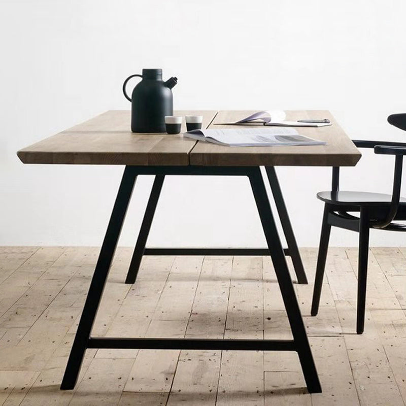 Metal Industrial Rectangle Dining Table Solid Wood Top Table for Kitchen Clearhalo ' dining_table' 'Dining Tables & Seating' 'Dining Tables' 'furn' 'furn_dining_table' 'Furniture' 'furniture_dining_table' 'Kitchen & Dining Furniture' 'kitchen&dining_furn' 'kitchen' 'kitchen_dining_table' 3980179