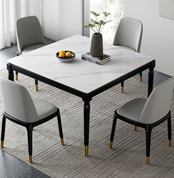 Industrial Sintered Stone Standard Dining Table Square Shape Kitchen Dining Table with 4 Legs Base Clearhalo ' dining_table' 'Dining Tables & Seating' 'Dining Tables' 'furn' 'furn_dining_table' 'Furniture' 'furniture_dining_table' 'Kitchen & Dining Furniture' 'kitchen&dining_furn' 'kitchen' 'kitchen_dining_table' 3980195