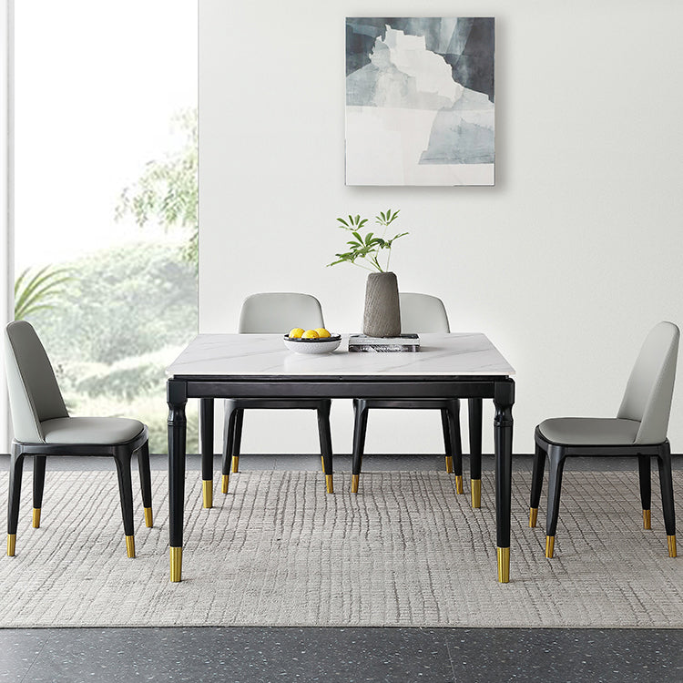 Industrial Sintered Stone Standard Dining Table Square Shape Kitchen Dining Table with 4 Legs Base Clearhalo ' dining_table' 'Dining Tables & Seating' 'Dining Tables' 'furn' 'furn_dining_table' 'Furniture' 'furniture_dining_table' 'Kitchen & Dining Furniture' 'kitchen&dining_furn' 'kitchen' 'kitchen_dining_table' 3980196