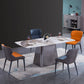 Metal Traditional Luxury Rectangle Table Sintered Stone Indoor Table with Pedestal Clearhalo ' dining_table' 'Dining Tables & Seating' 'Dining Tables' 'furn' 'furn_dining_table' 'Furniture' 'furniture_dining_table' 'Kitchen & Dining Furniture' 'kitchen&dining_furn' 'kitchen' 'kitchen_dining_table' 3980229