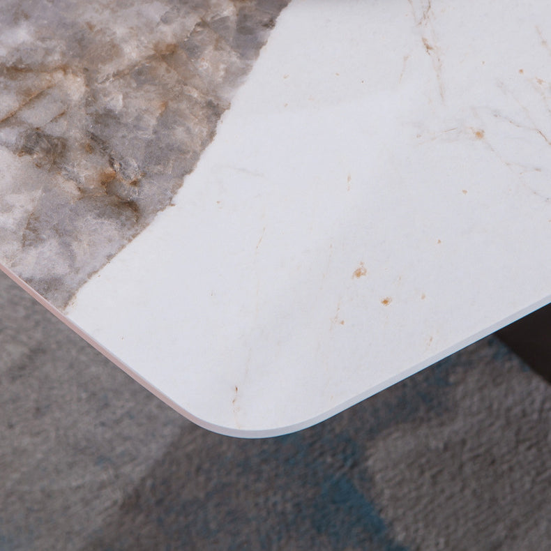 Metal Traditional Luxury Rectangle Table Sintered Stone Indoor Table with Pedestal Clearhalo ' dining_table' 'Dining Tables & Seating' 'Dining Tables' 'furn' 'furn_dining_table' 'Furniture' 'furniture_dining_table' 'Kitchen & Dining Furniture' 'kitchen&dining_furn' 'kitchen' 'kitchen_dining_table' 3980234