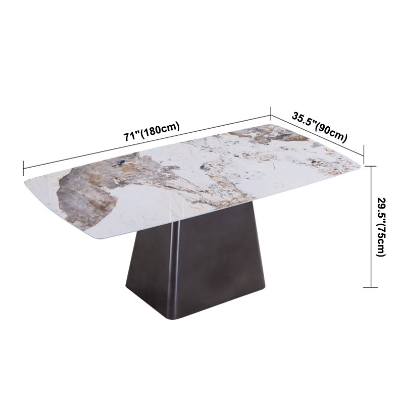 Metal Traditional Luxury Rectangle Table Sintered Stone Indoor Table with Pedestal Clearhalo ' dining_table' 'Dining Tables & Seating' 'Dining Tables' 'furn' 'furn_dining_table' 'Furniture' 'furniture_dining_table' 'Kitchen & Dining Furniture' 'kitchen&dining_furn' 'kitchen' 'kitchen_dining_table' 3980240